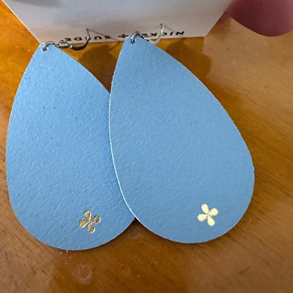 Nickel + Suede Blue Floral Teardrop Earrings - Picture 2 of 2